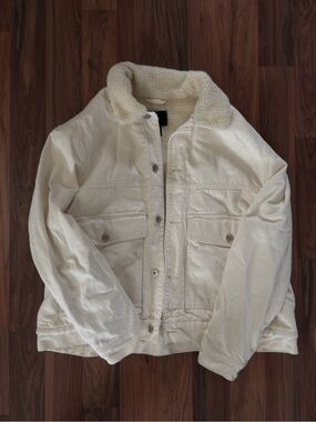 H&M Cream Sherpa Collar Military-Style Field Jacket